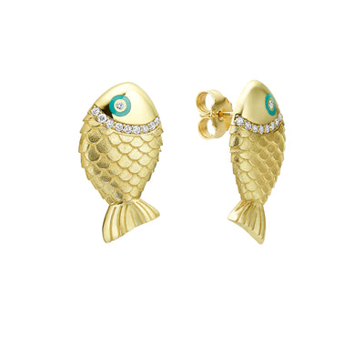 Gold fish earrings