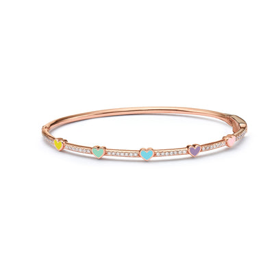 5 Hearts medium bangle bracelet- multi color