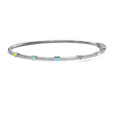 Mini 5 hearts bangle bracelet- multi color