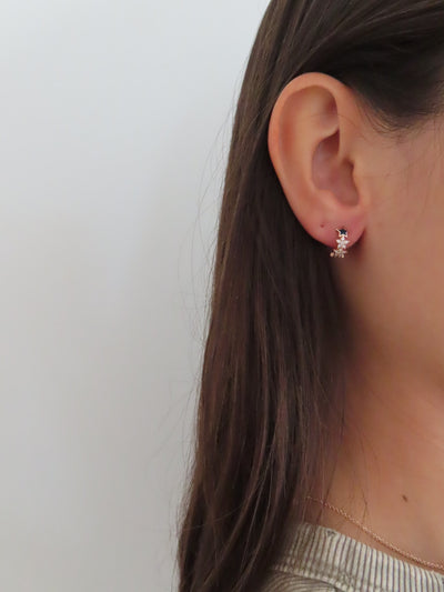 enamel diamond stars earrings