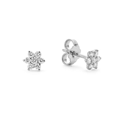 Diamonds flower studs earrings