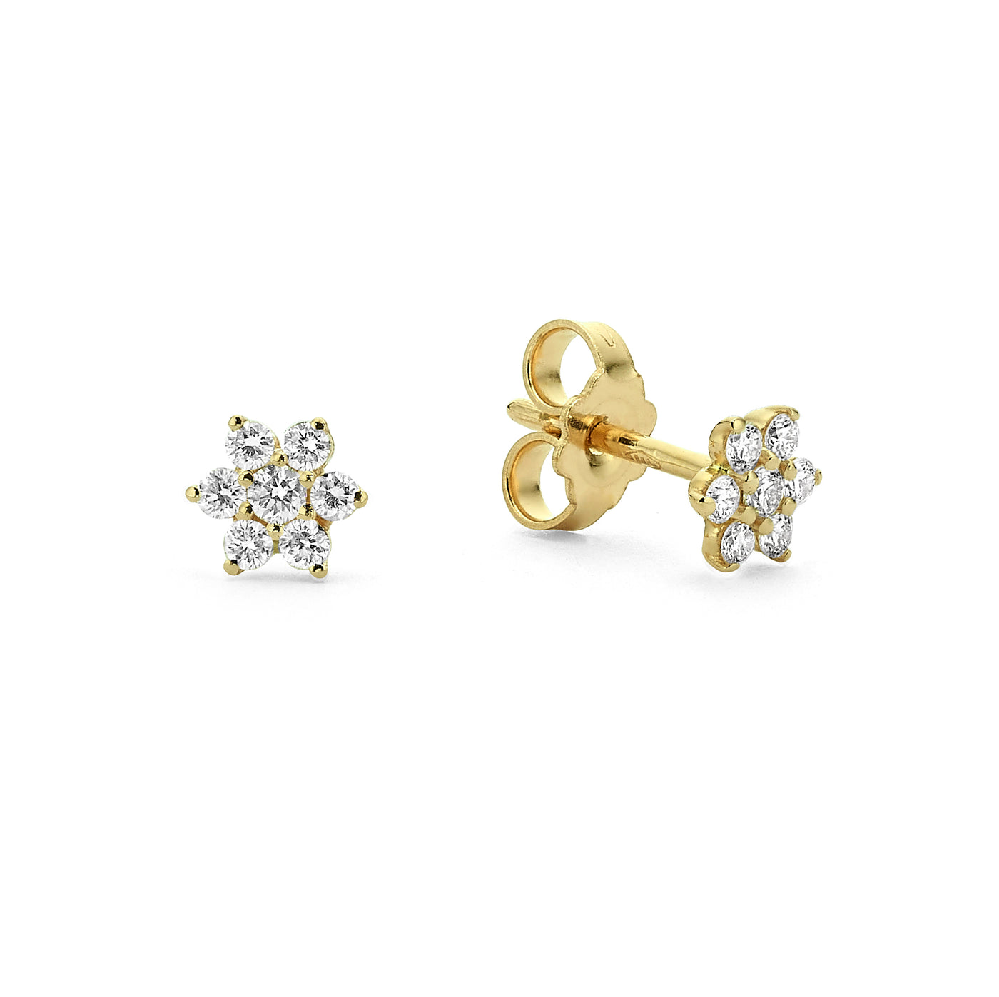 Diamonds flower studs earrings