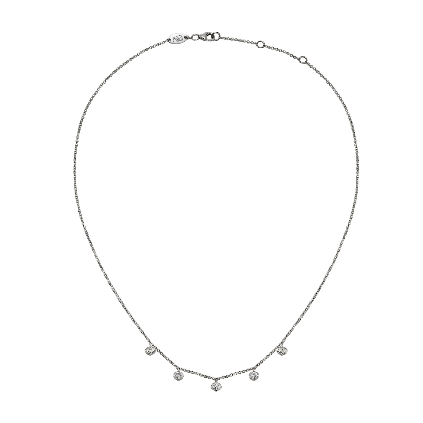 5 floating oval cut diamonds