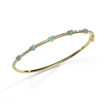 5 Hearts medium bangle bracelet- turquoise