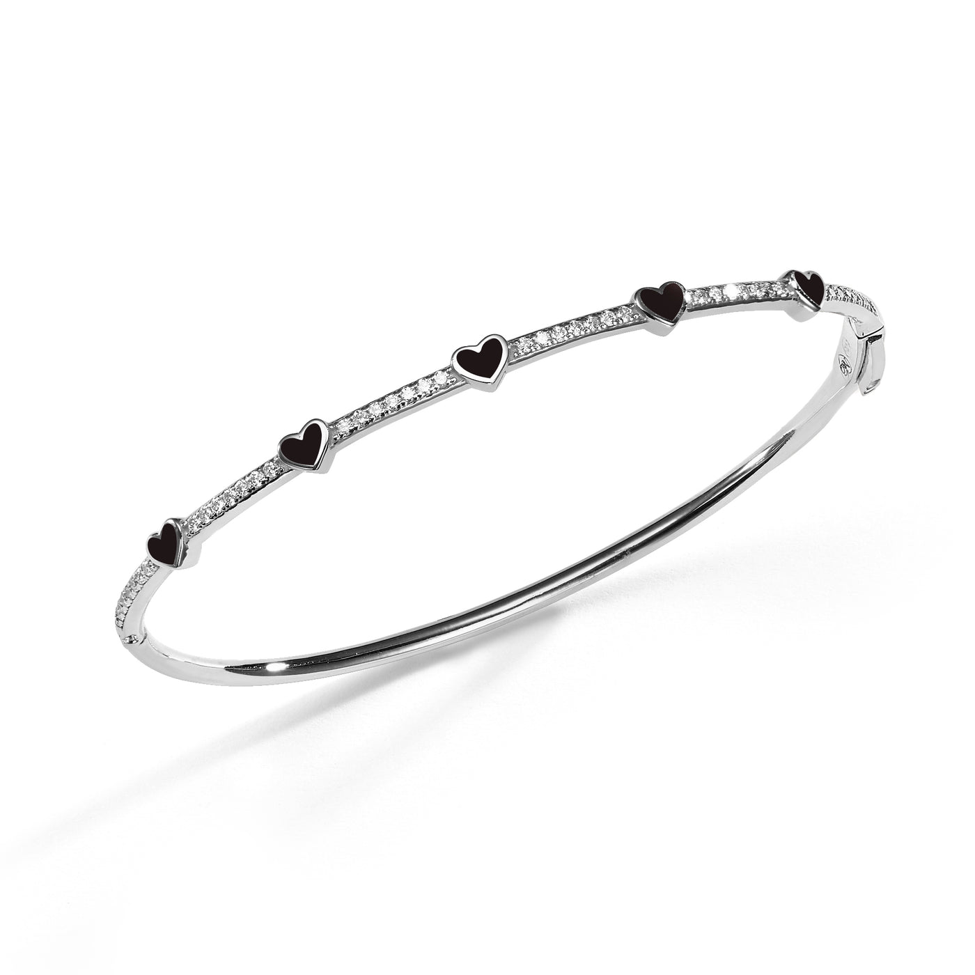 5 Hearts medium bangle bracelet- black