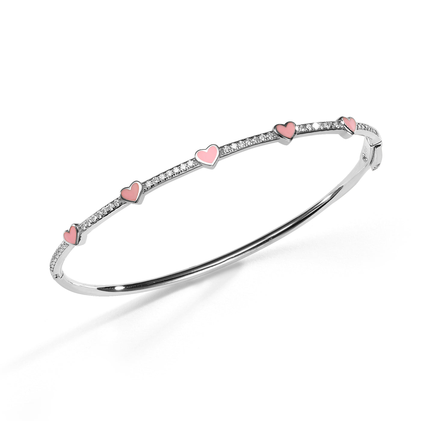 5 Hearts medium bangle bracelet - light pink