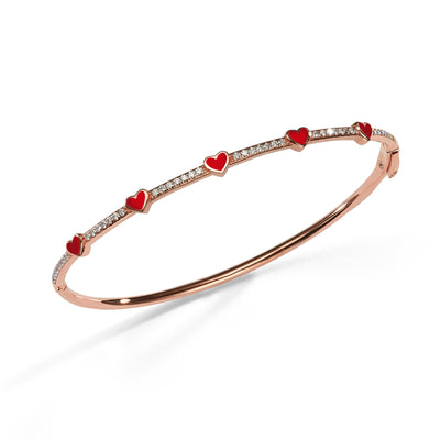 5 Hearts medium bangle bracelet- red