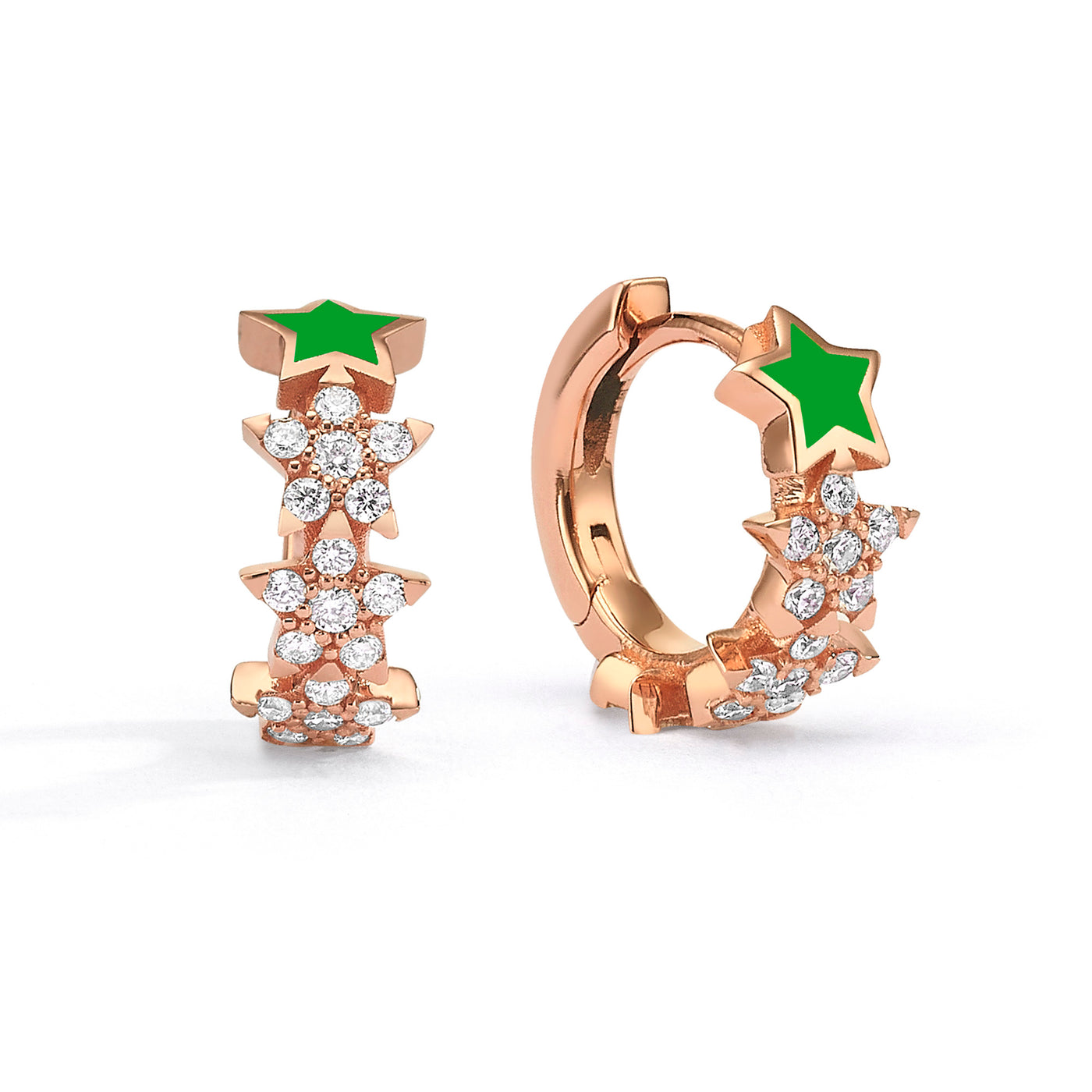 enamel diamond stars earrings