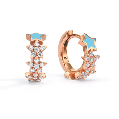 enamel diamond stars earrings