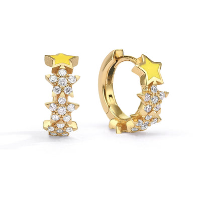 enamel diamond stars earrings