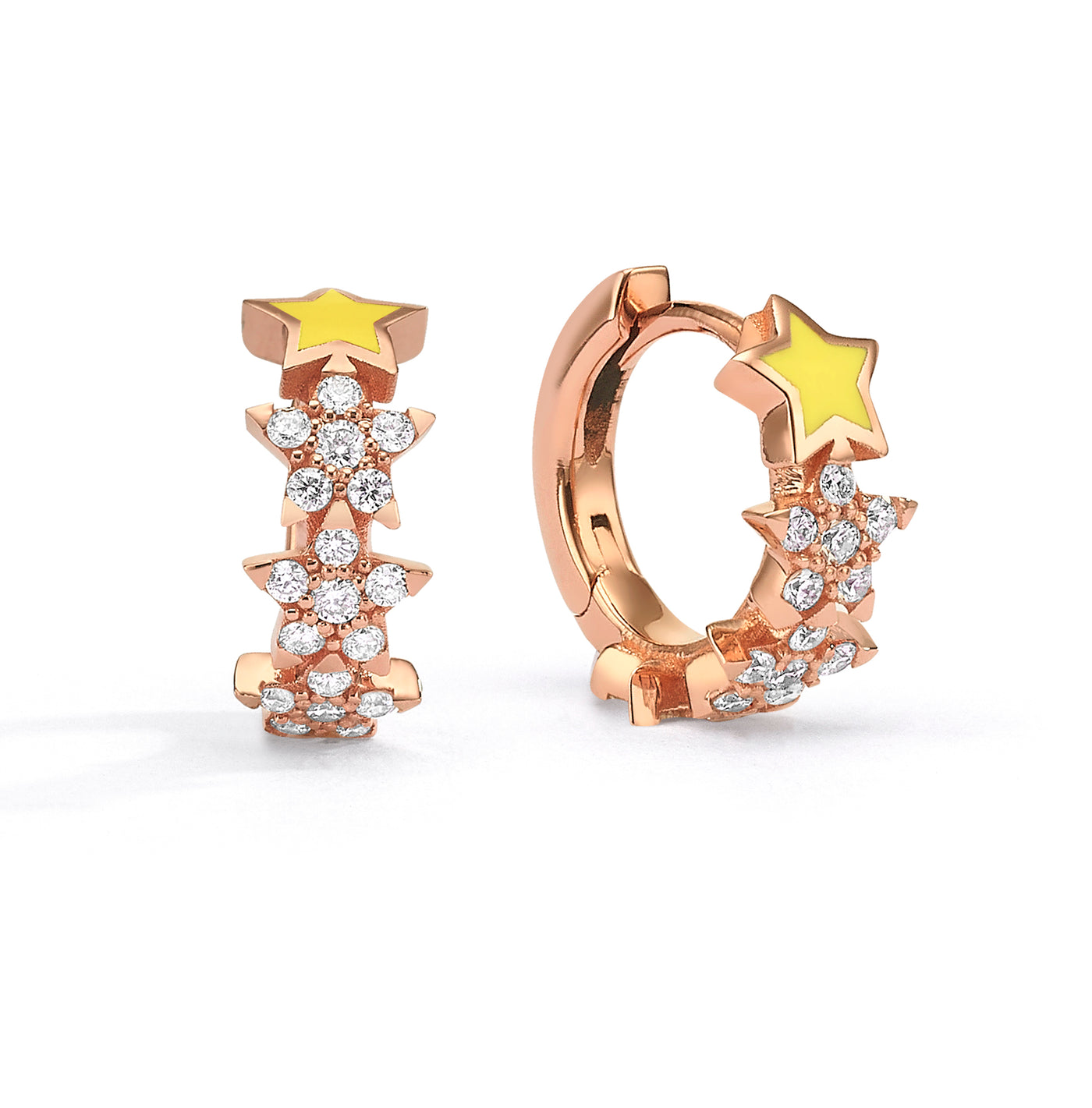 enamel diamond stars earrings