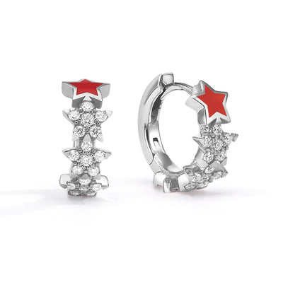 enamel diamond stars earrings