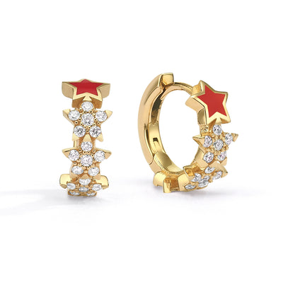 enamel diamond stars earrings