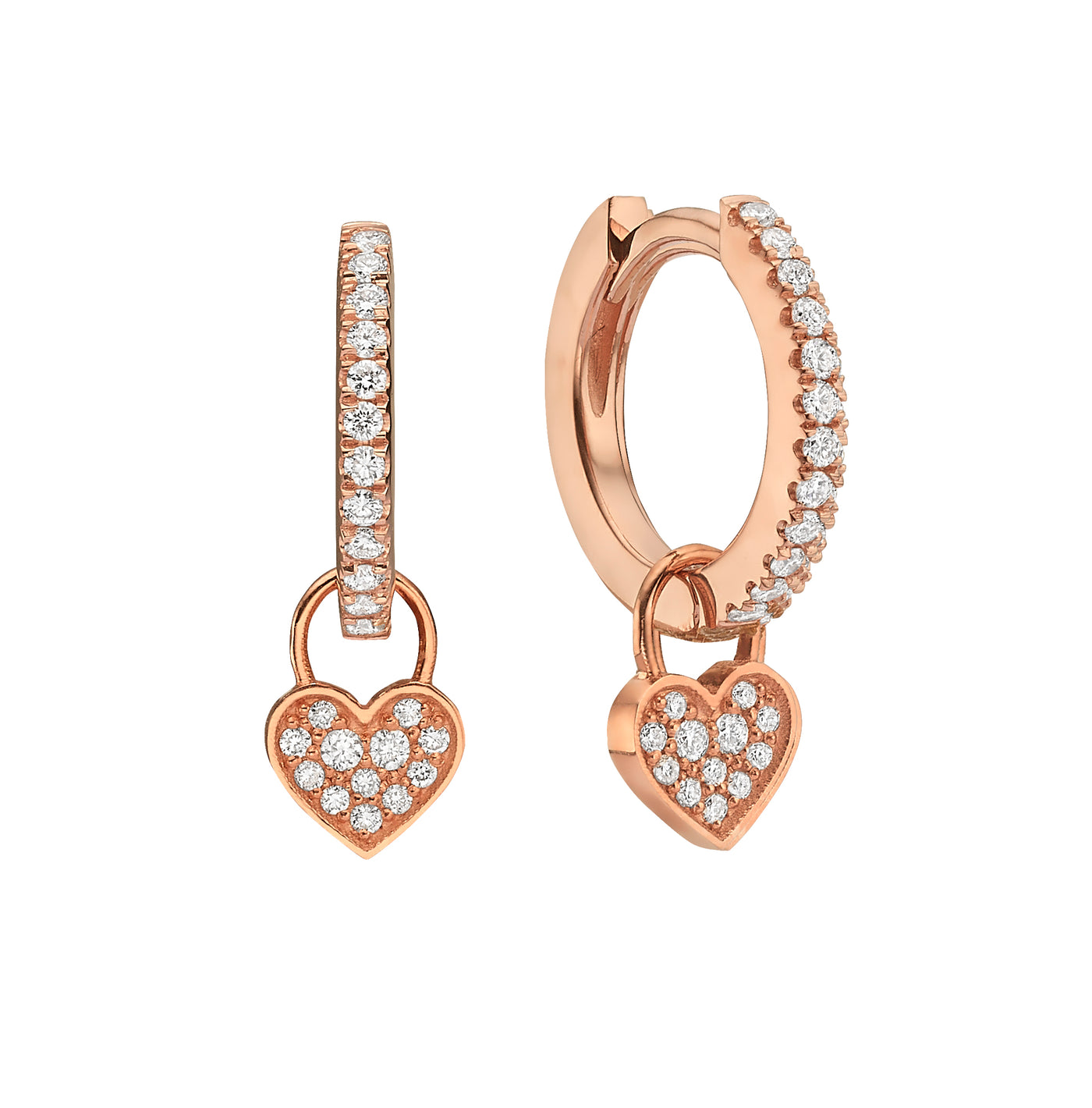 Midi Gypsy hearts earrings - diamonds heart