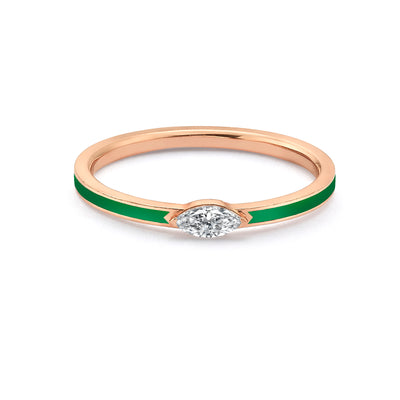 Enamel marquise ring- green