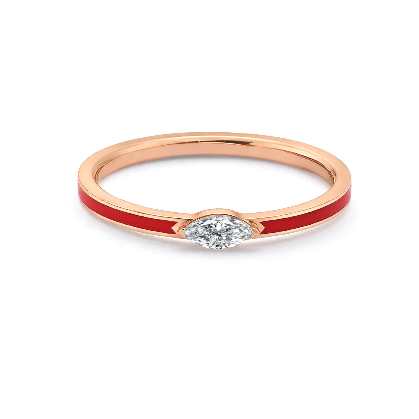 Enamel marquise ring- red