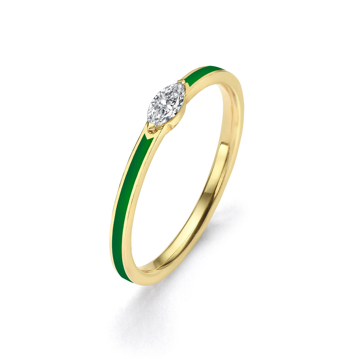 Enamel marquise ring- green