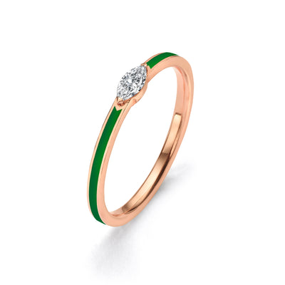 Enamel marquise ring- green