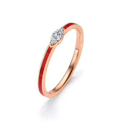 Enamel marquise ring- red