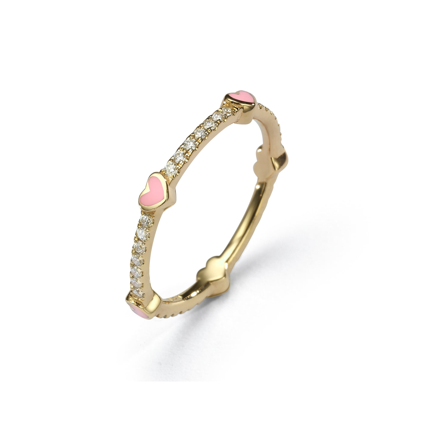 5 Hearts Classic Diamonds Ring- light pink