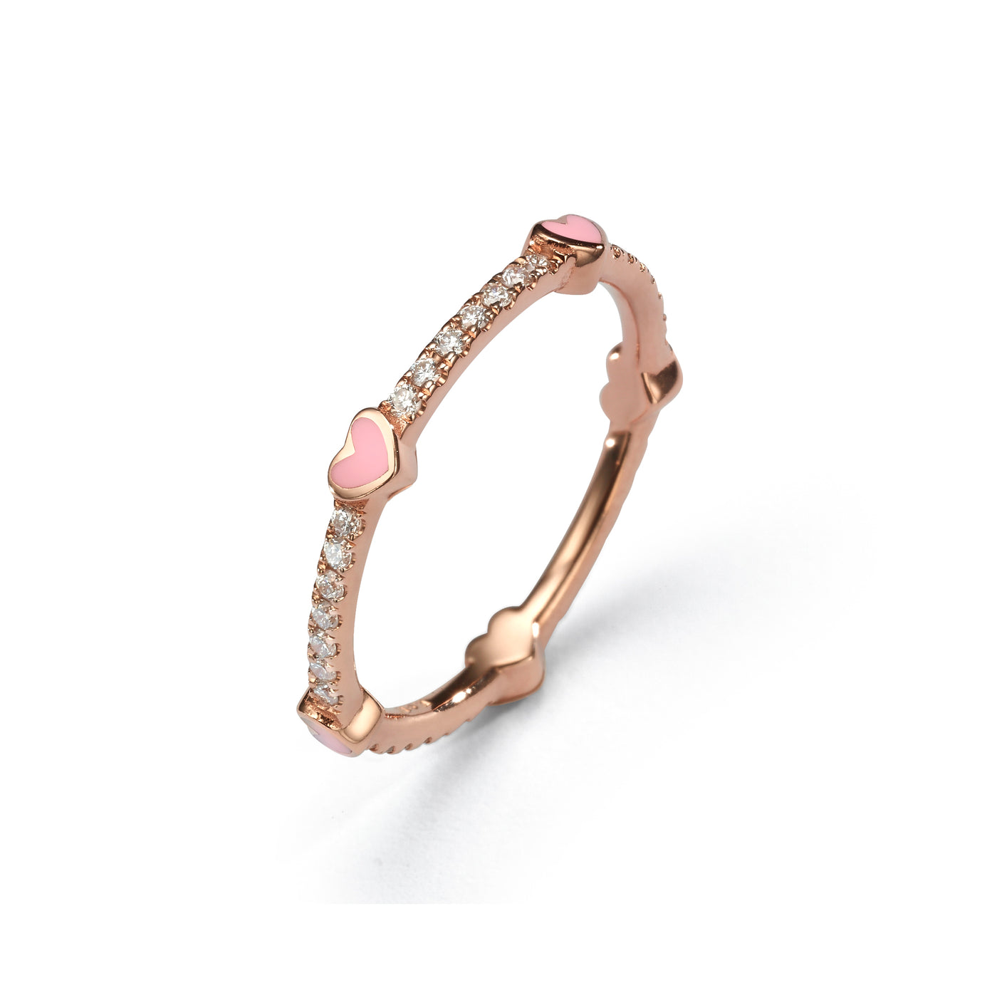 5 Hearts Classic Diamonds Ring- light pink