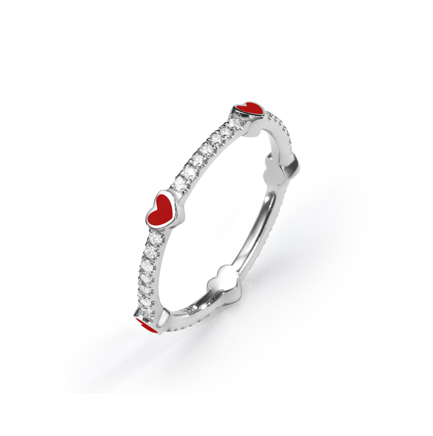 5 Hearts Classic Diamonds Ring- red