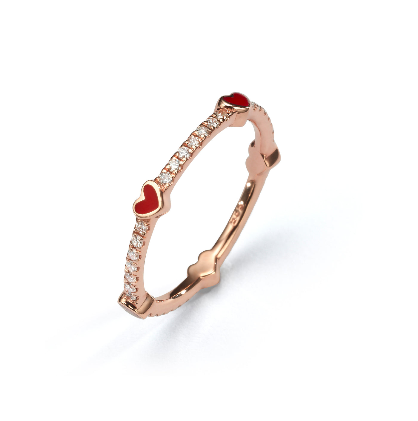 5 Hearts Classic Diamonds Ring- red