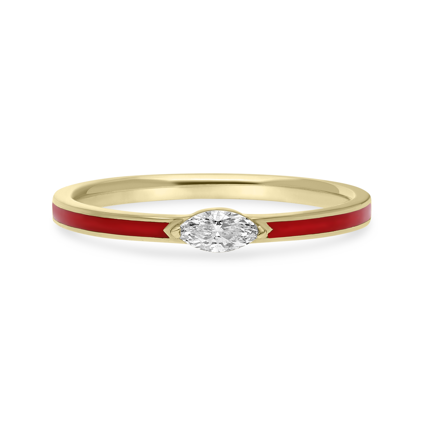 Enamel marquise ring- red