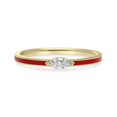 Enamel marquise ring- red