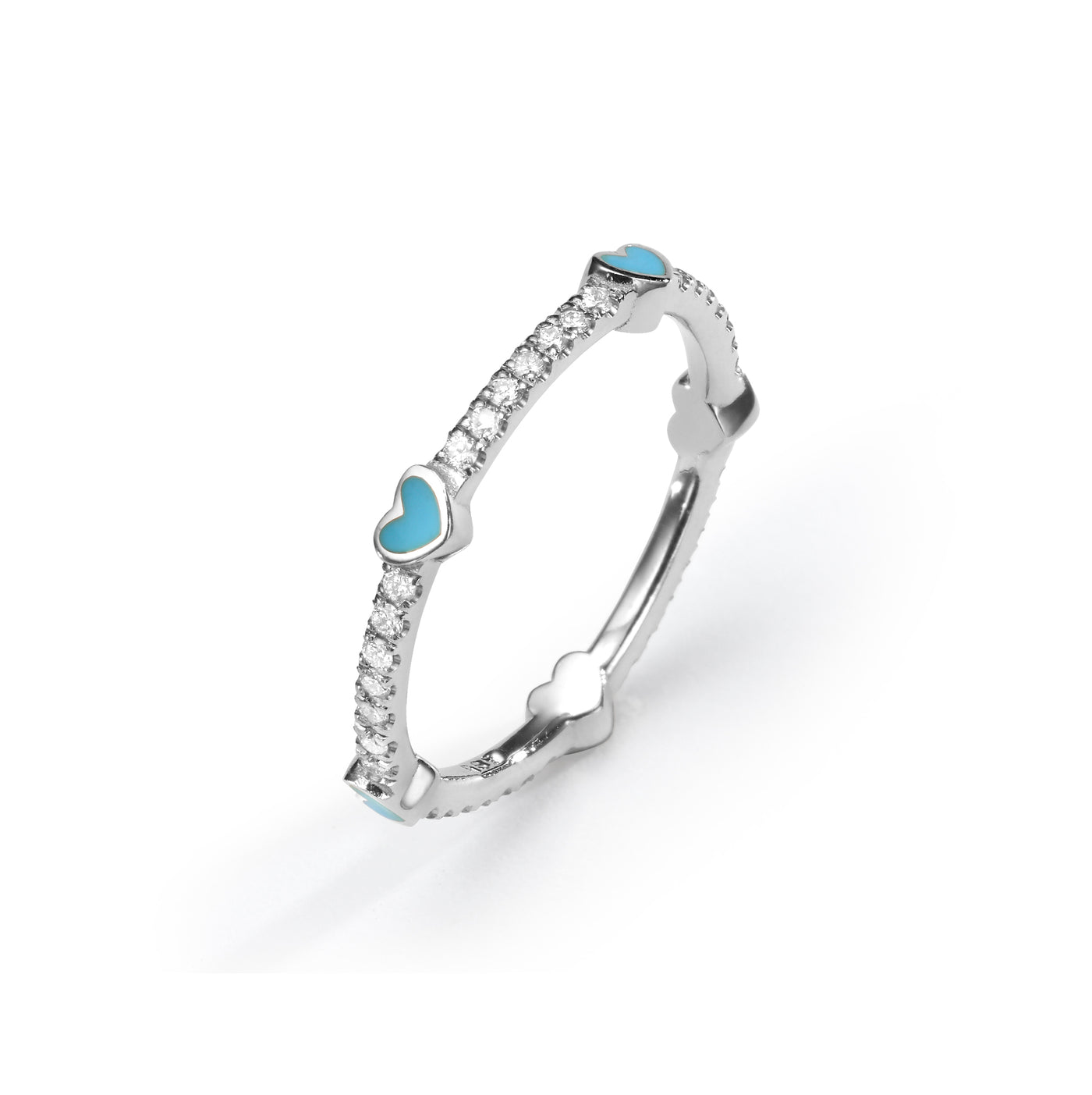 5 Hearts Classic Diamonds Ring- turquoise