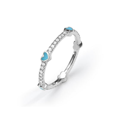 5 Hearts Classic Diamonds Ring- turquoise