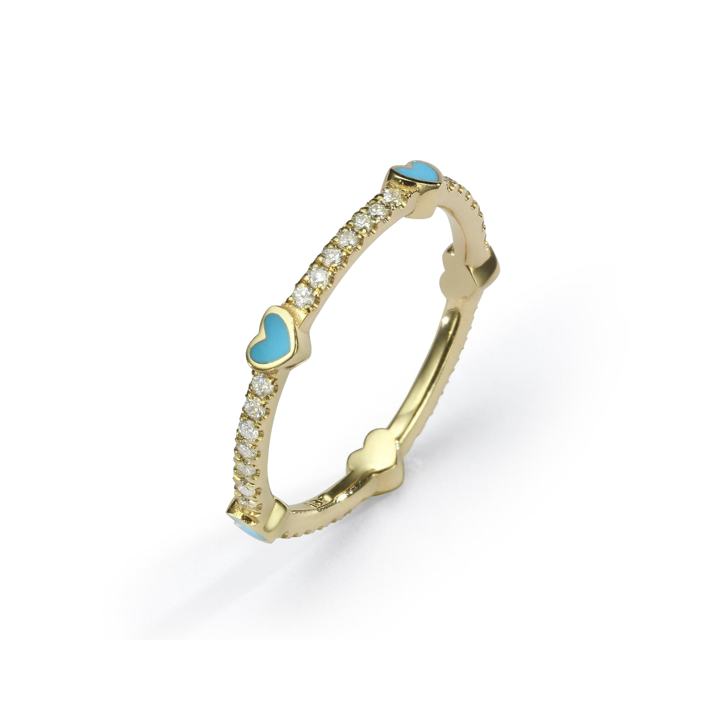 5 Hearts Classic Diamonds Ring- turquoise