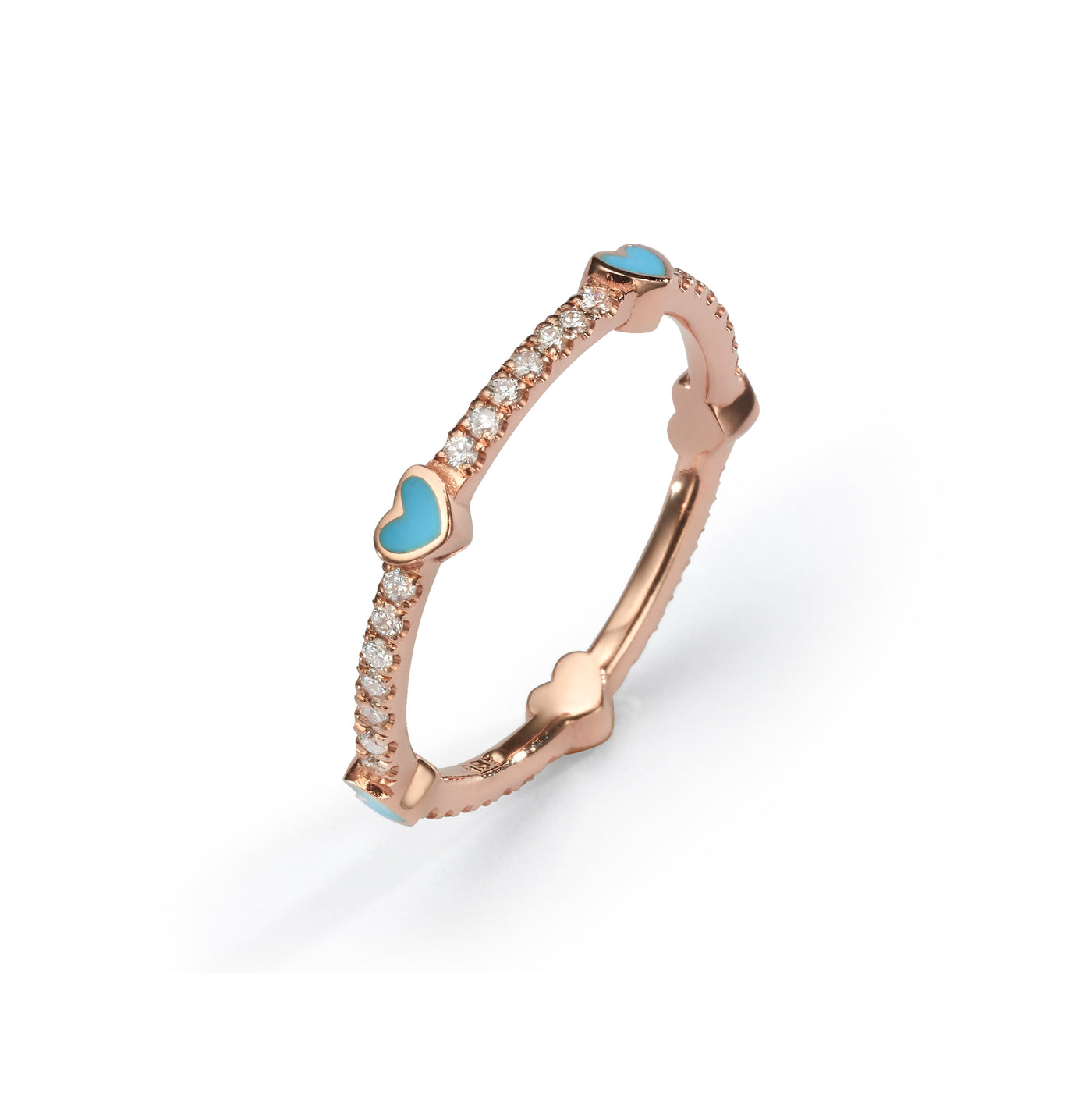 5 Hearts Classic Diamonds Ring- turquoise