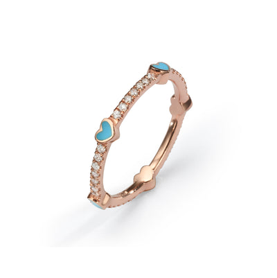 5 Hearts Classic Diamonds Ring- turquoise