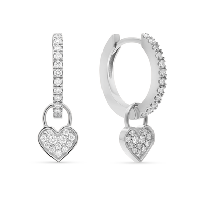 Midi Gypsy hearts earrings - diamonds heart