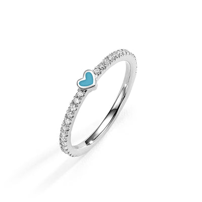 One heart diamonds ring- turquoise