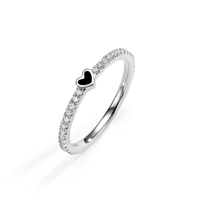One heart diamonds ring- black