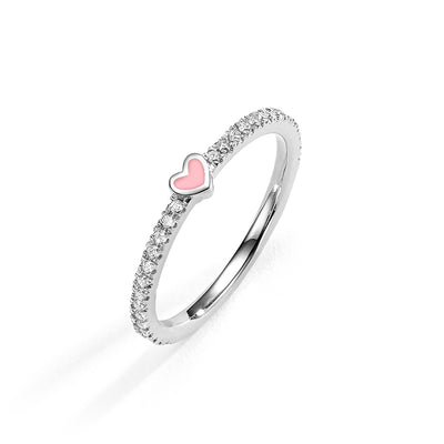 One heart diamonds ring- light pink