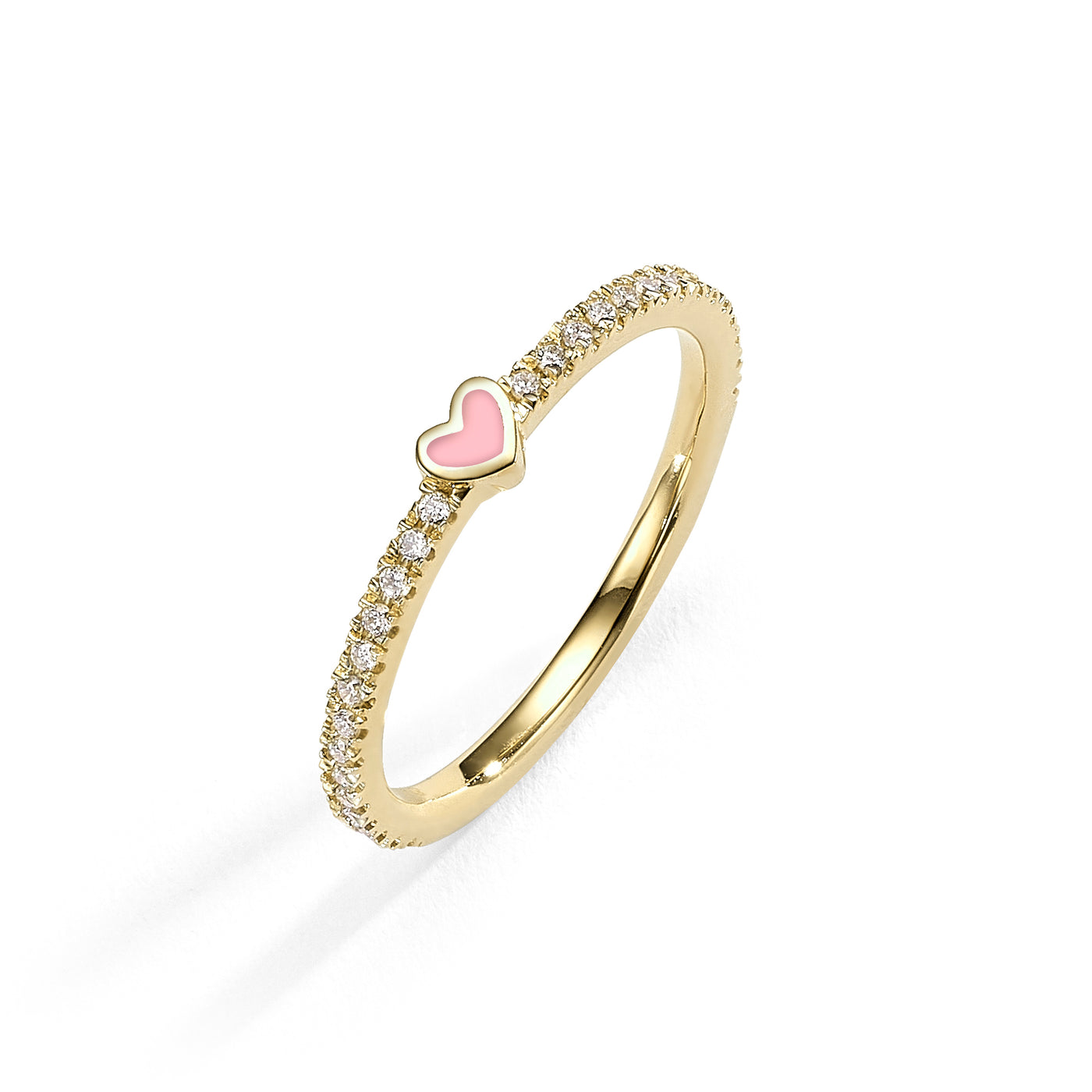 One heart diamonds ring- light pink
