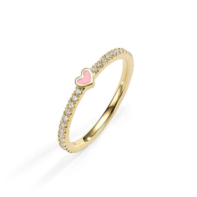 One heart diamonds ring- light pink
