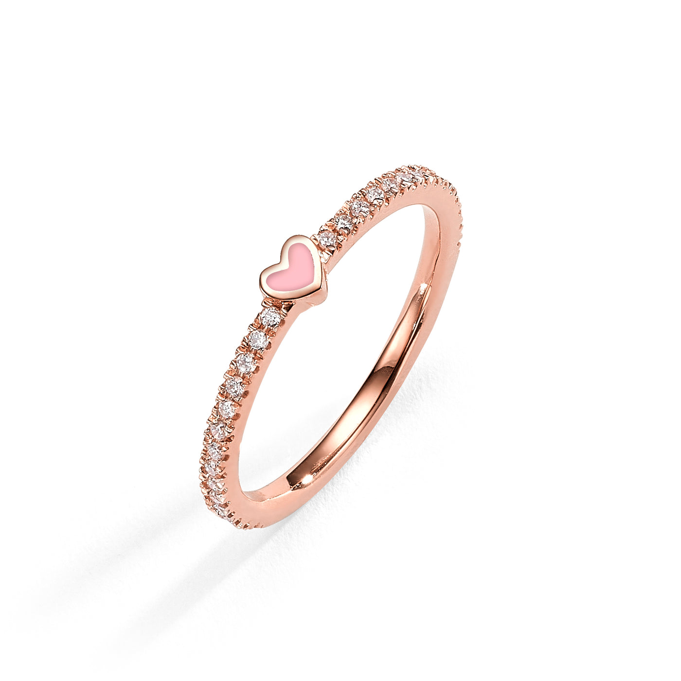 One heart diamonds ring- light pink