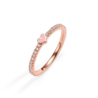 One heart diamonds ring- light pink