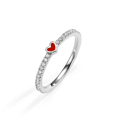 One heart diamonds ring- red