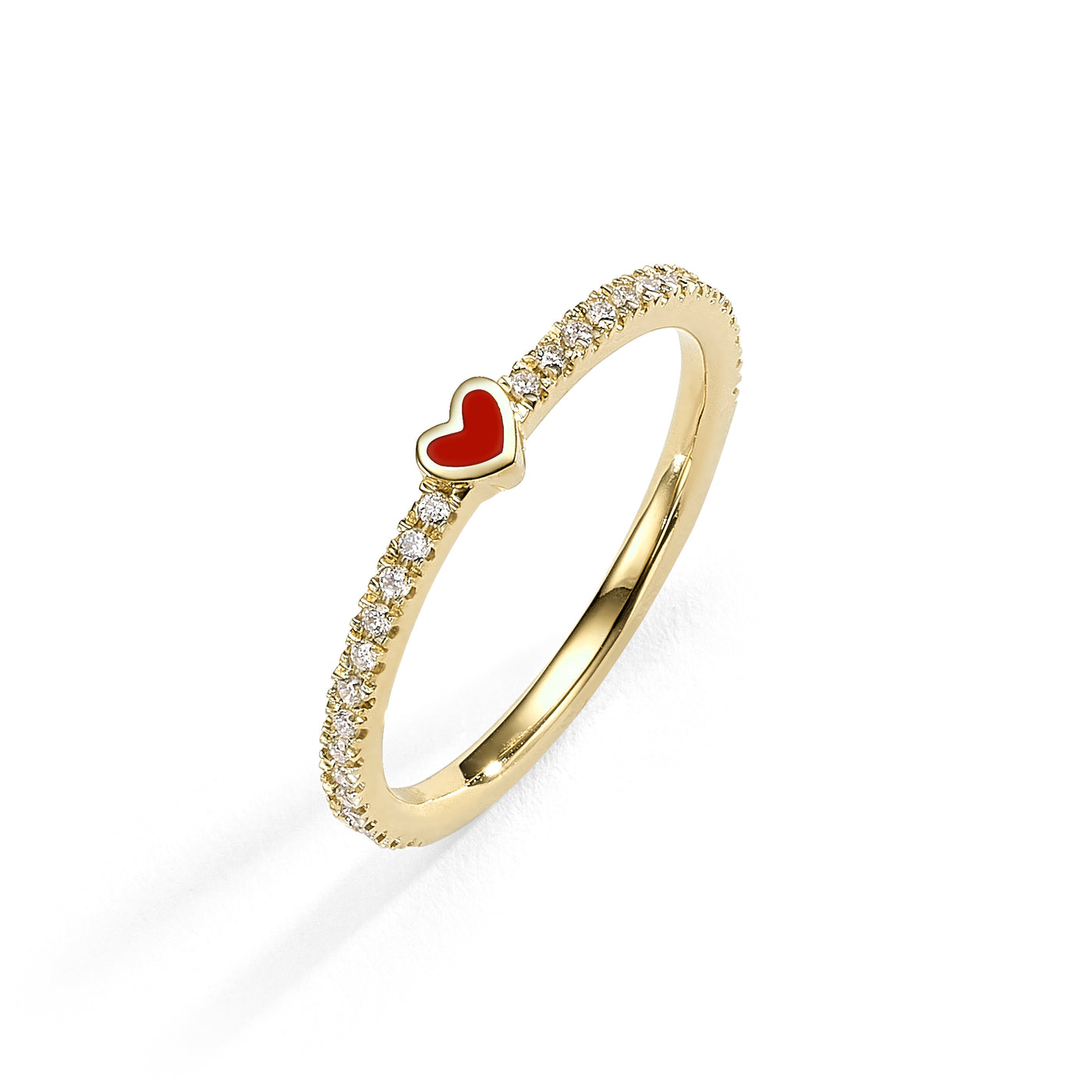 One heart diamonds ring- red