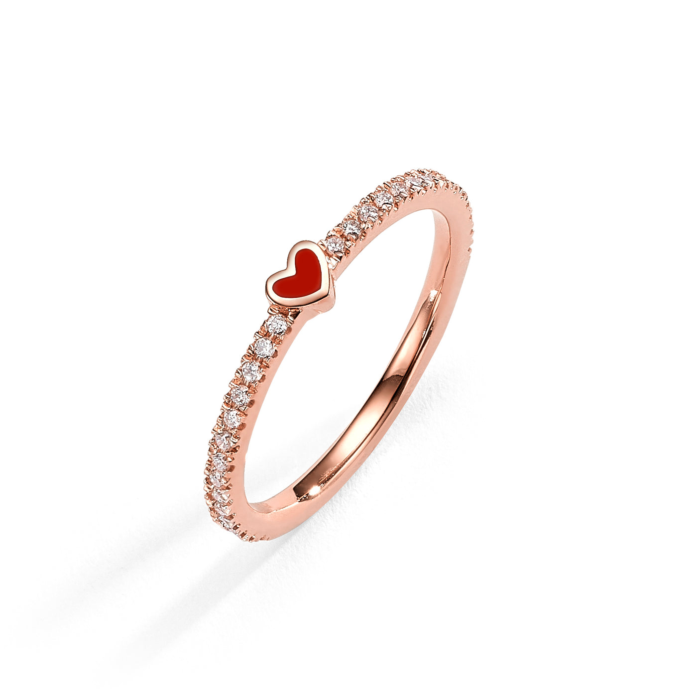 One heart diamonds ring- red