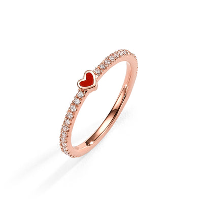 One heart diamonds ring- red