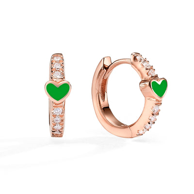 Hearts mini Gypsy earrings- green