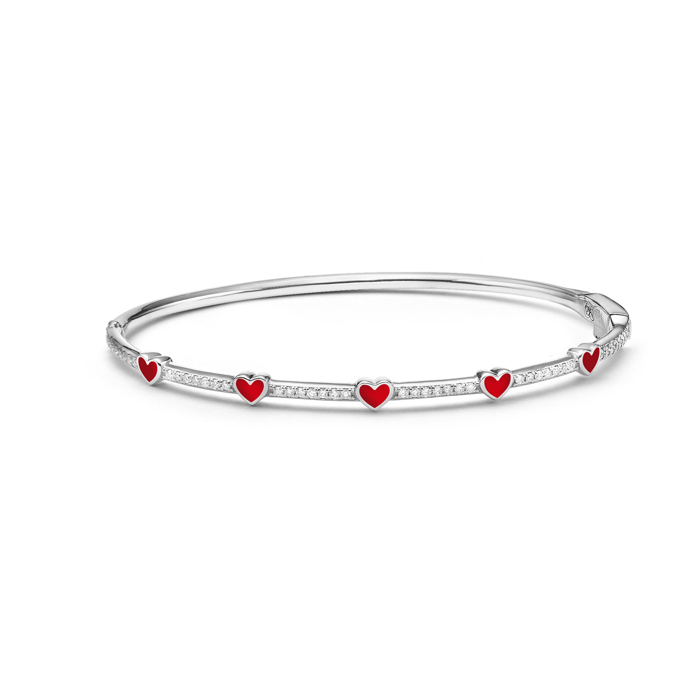Mini 5 hearts bangle bracelet- red