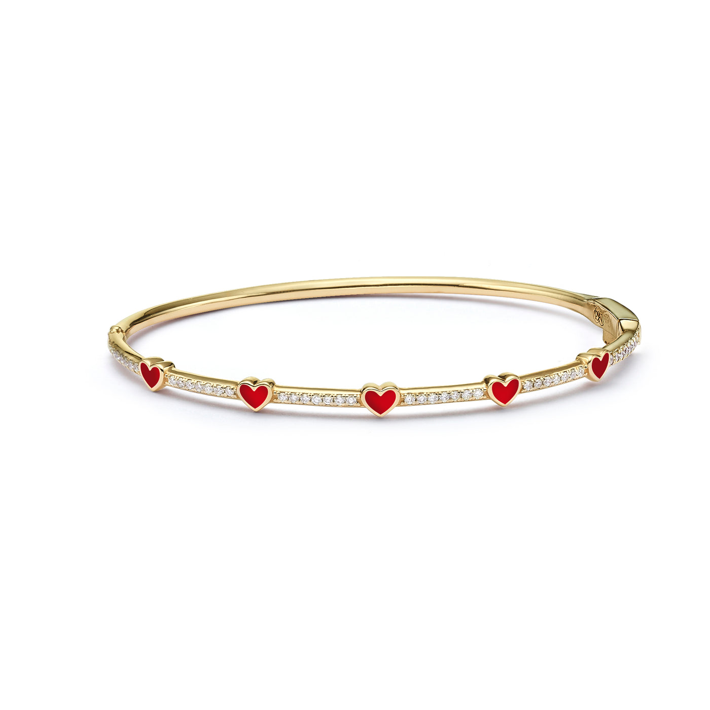 Mini 5 hearts bangle bracelet- red