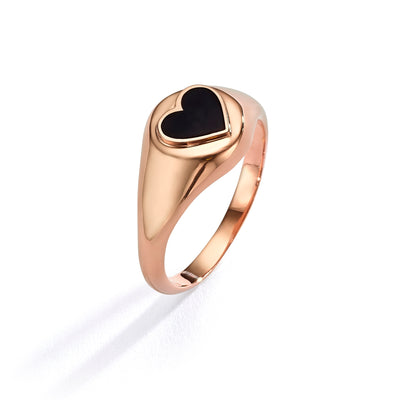 Heart Pinky ring- black